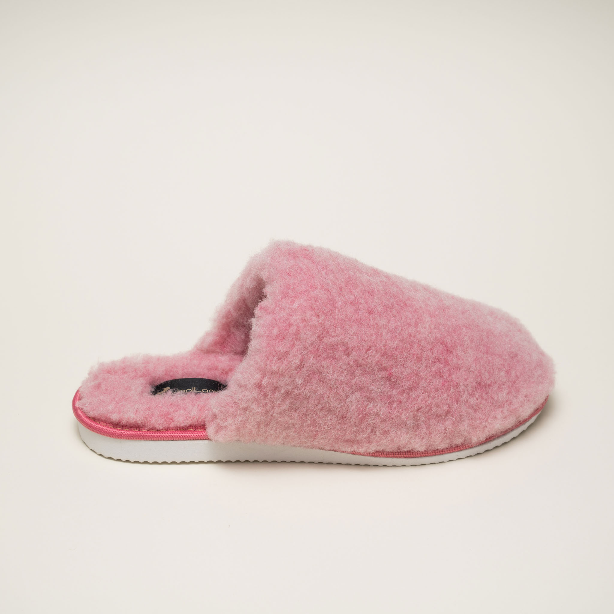 Woolland Hausschuhe aus natürlicher Wolle mit Prägung PINK FLUFFY