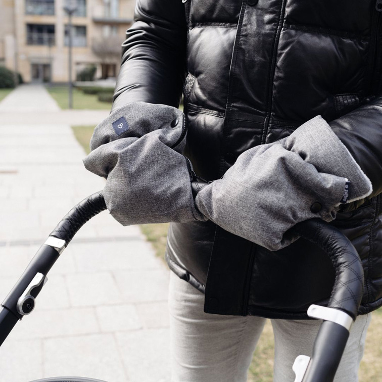 Zaffiro Handschuhe aus Naturwolle für Kinderwagen BLACK
