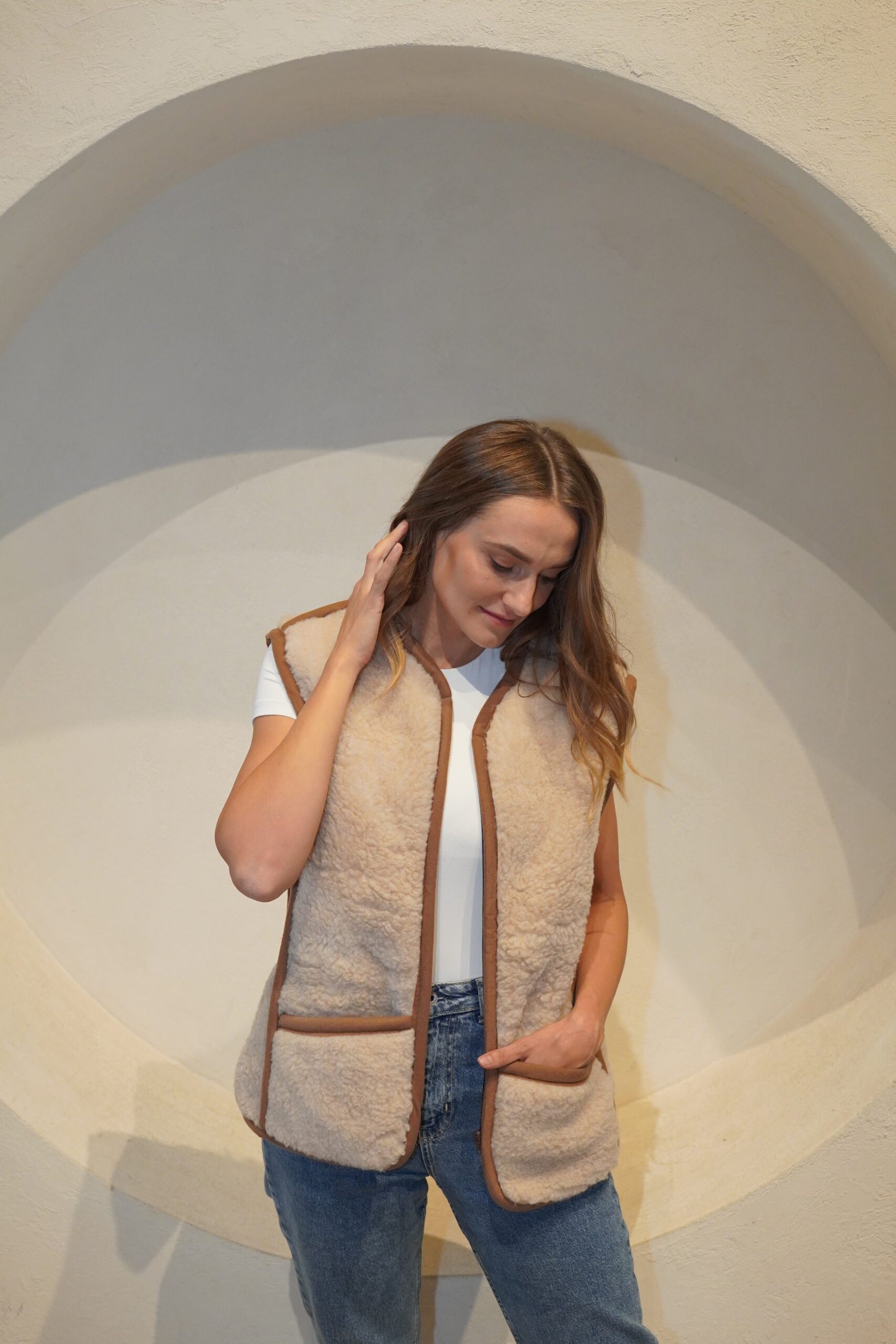 Weste aus Merinowolle in Creme 'UNISEX'