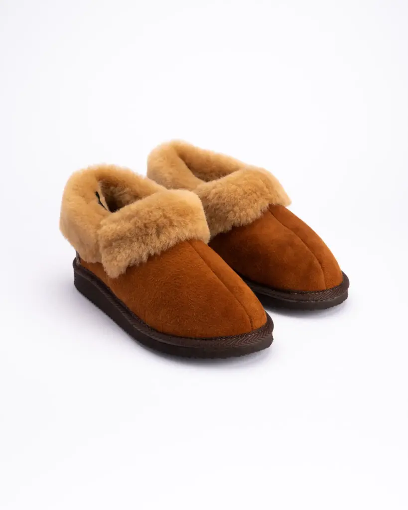 WoolLando Damenstiefel aus echtem Wildleder und Pelz BRAUN