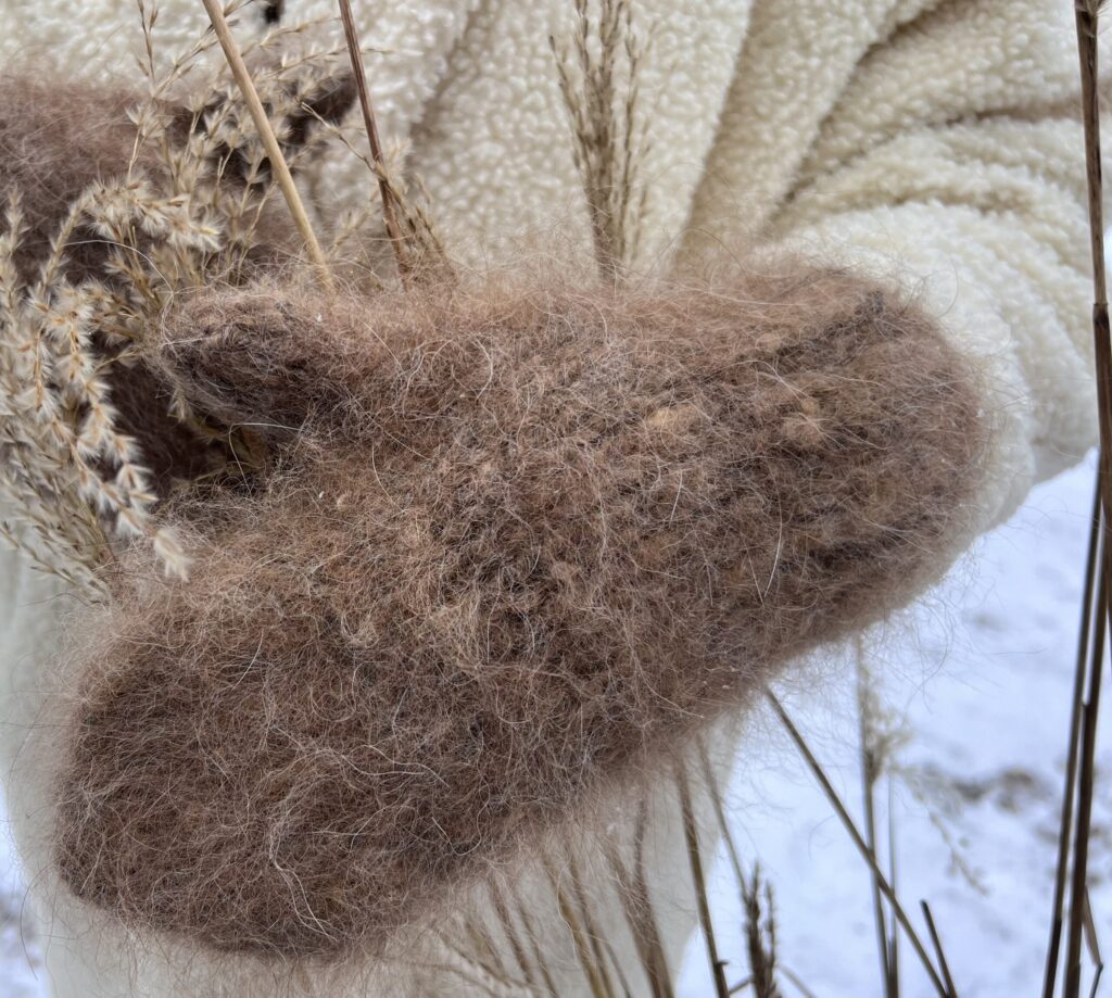 Fäustlinge braun 100 % Hundewolle Handschuhe