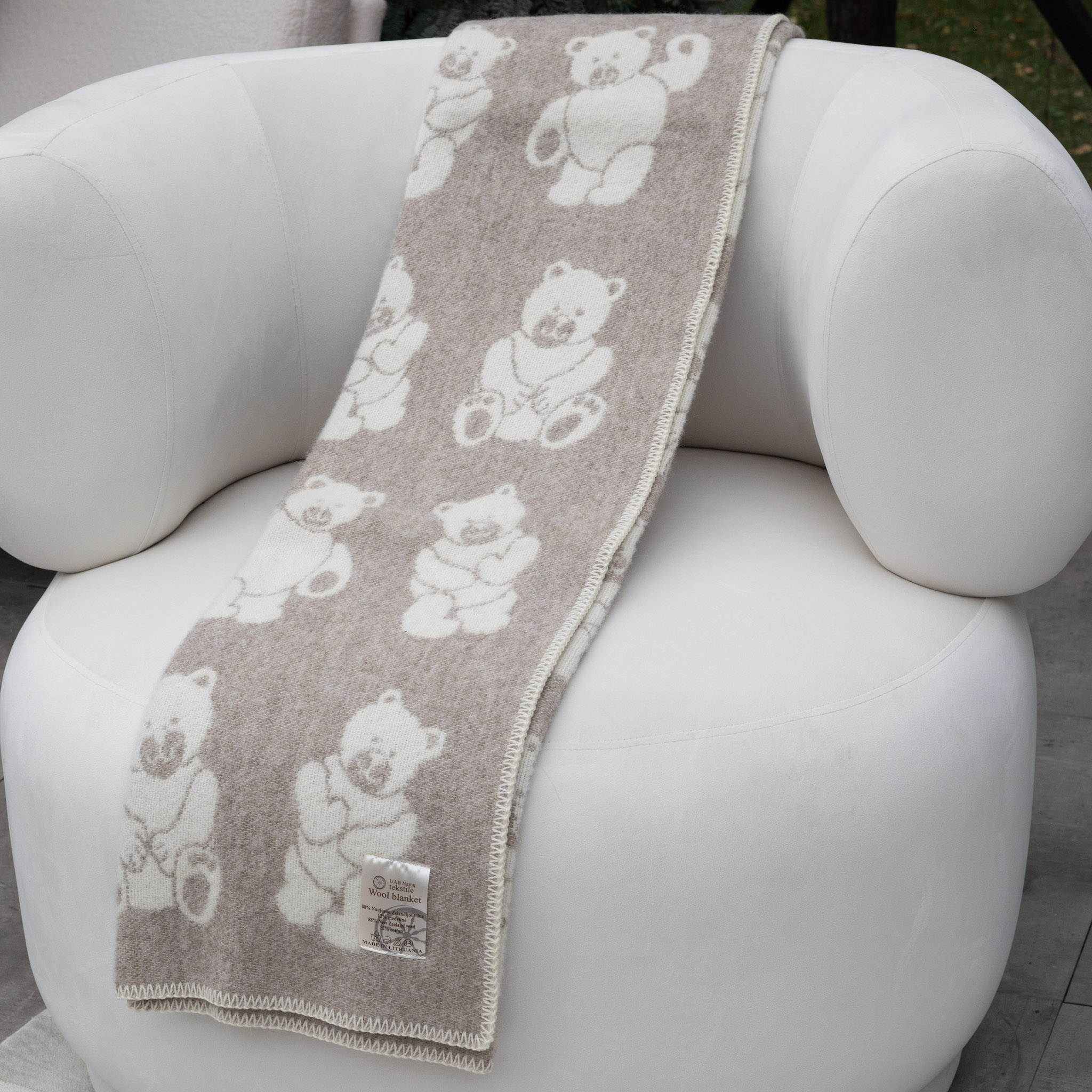 Kinderwolle braun kariert BEAR