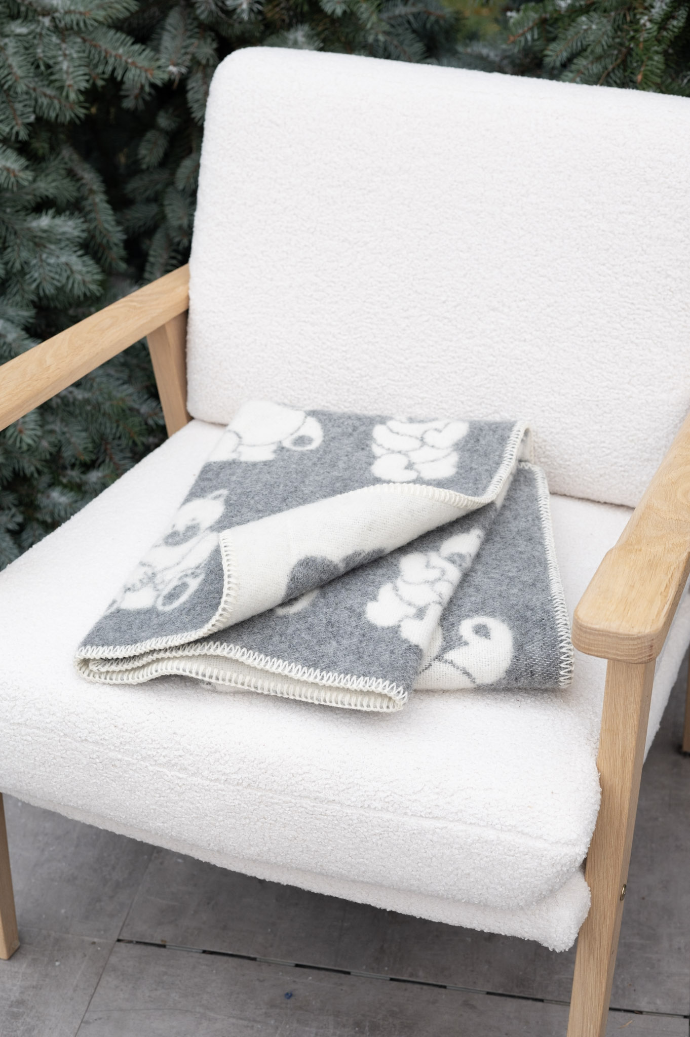 Kinderwolle grau kariert BEAR