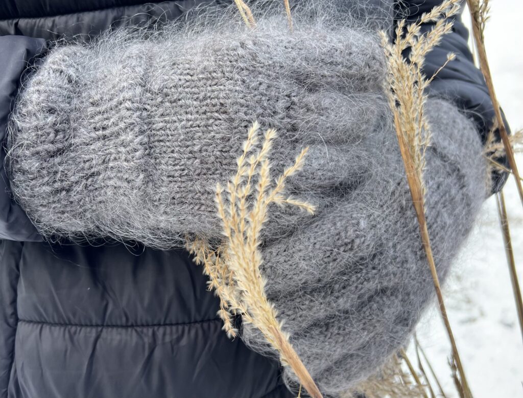 Fingerlose Herrenhandschuhe aus Angora-Wolle GRAFITAS