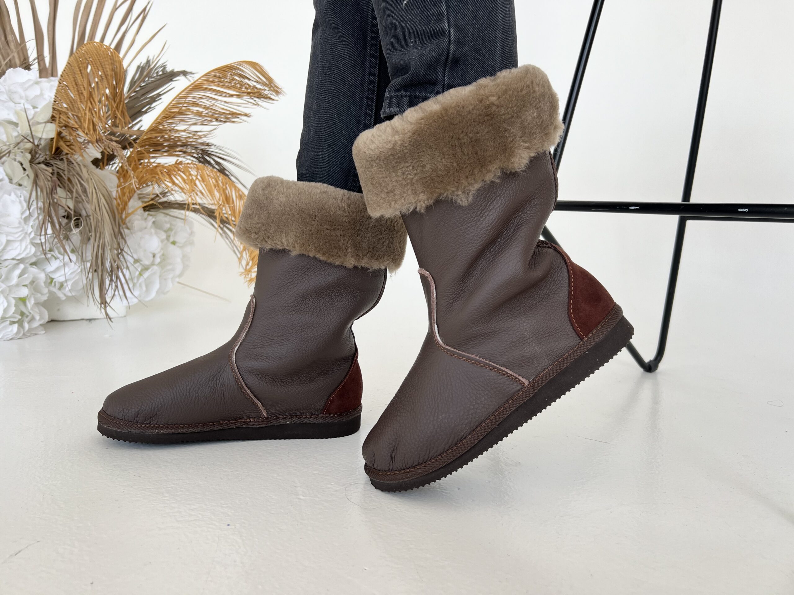 Woolland Damenstiefel aus echtem Pelzleder für draußen
