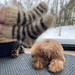 Natürliche 100% Siberian Husky Hund Wolle gestreifte Socken