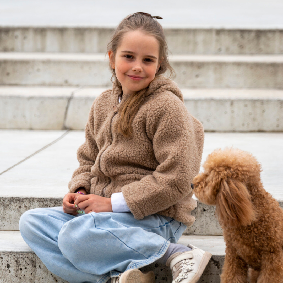 Zaffiro Lammwolljacke mit Kapuze für Kinder RUSVA