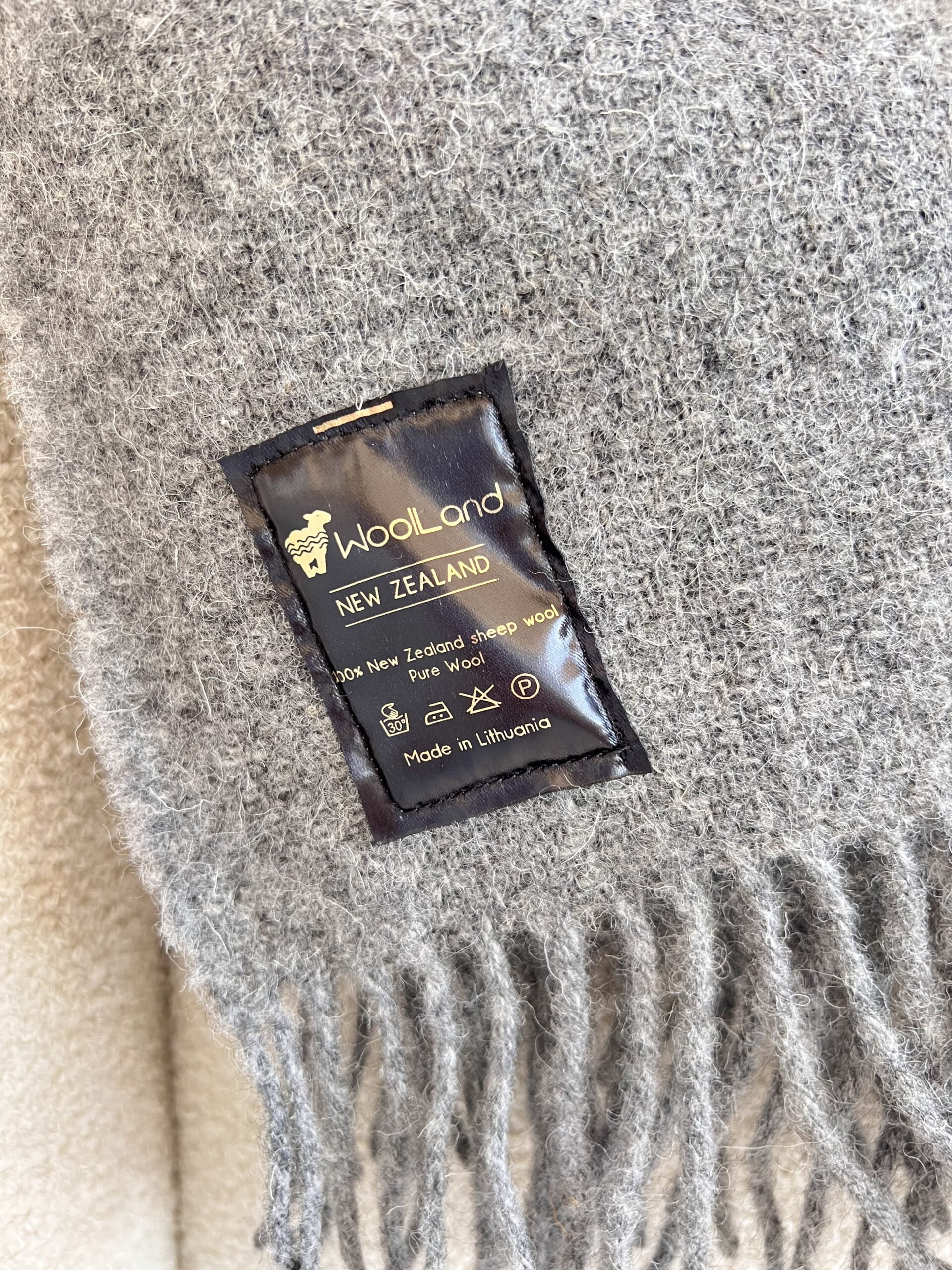 Woolland NEW ZEALAND Luxus 100% Wolle Fleece Plaid GREY MOON