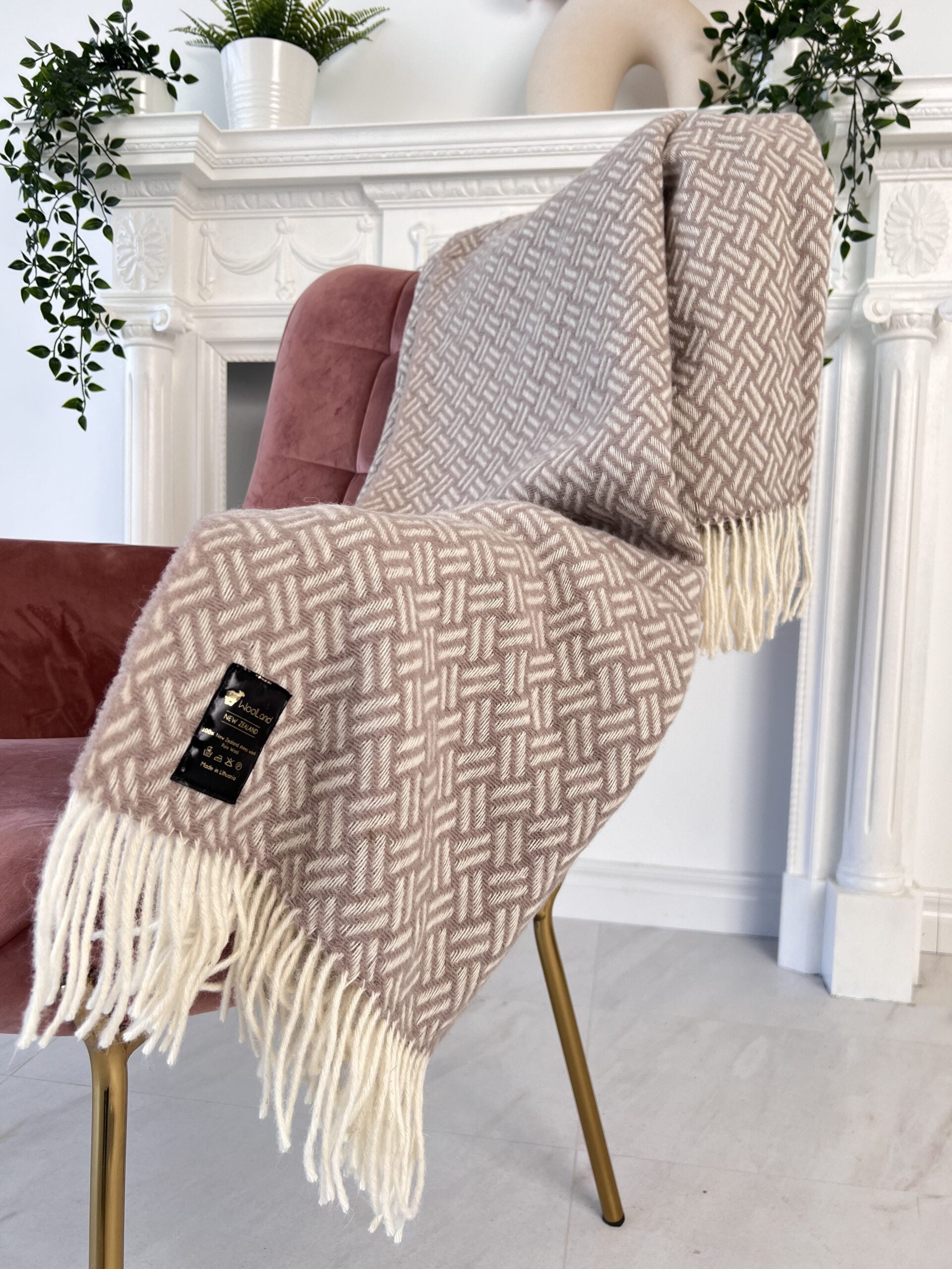Woolland NEW ZEALAND Luxus-Decke aus 100% Wolle PINK 140x200