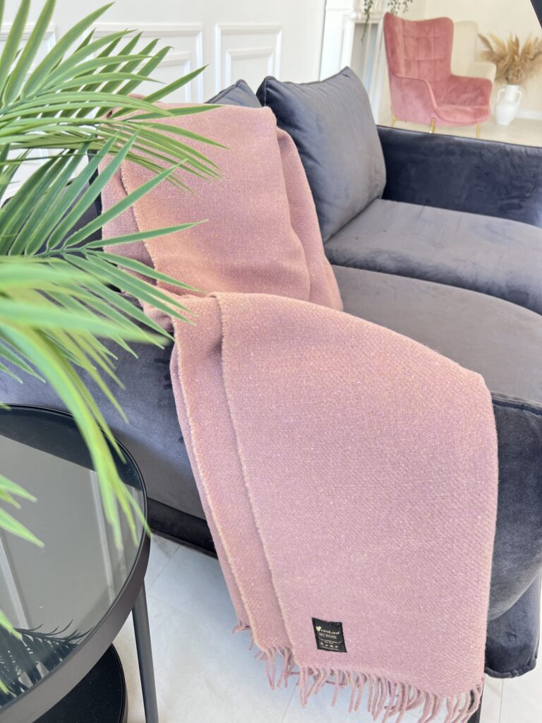 Woolland NEW ZEALAND Luxus-Decke aus 100% Wolle ROSE 140x200