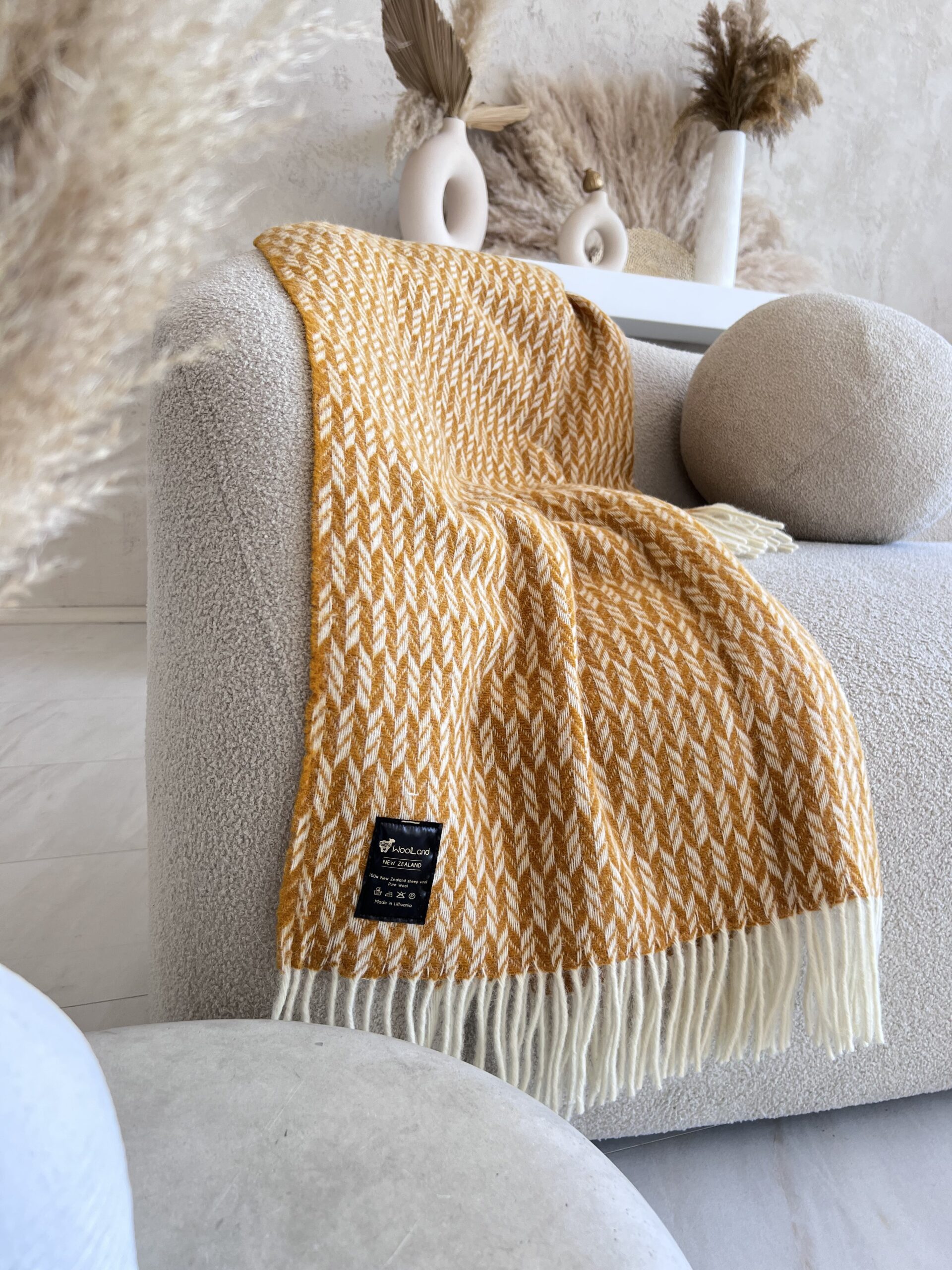 Woolland NEW ZEALAND Luxus-Decke aus 100% Wolle SUNNY 140x200