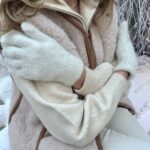 Fingerlose Damenhandschuhe aus Angorawolle WHITE