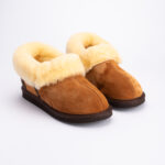 WoolLando Damen-Stiefeletten aus Pelz und Wildleder in Braun