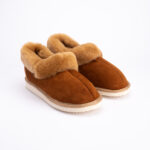 WoolLando Damen-Stiefeletten aus Pelz und Wildleder in Braun