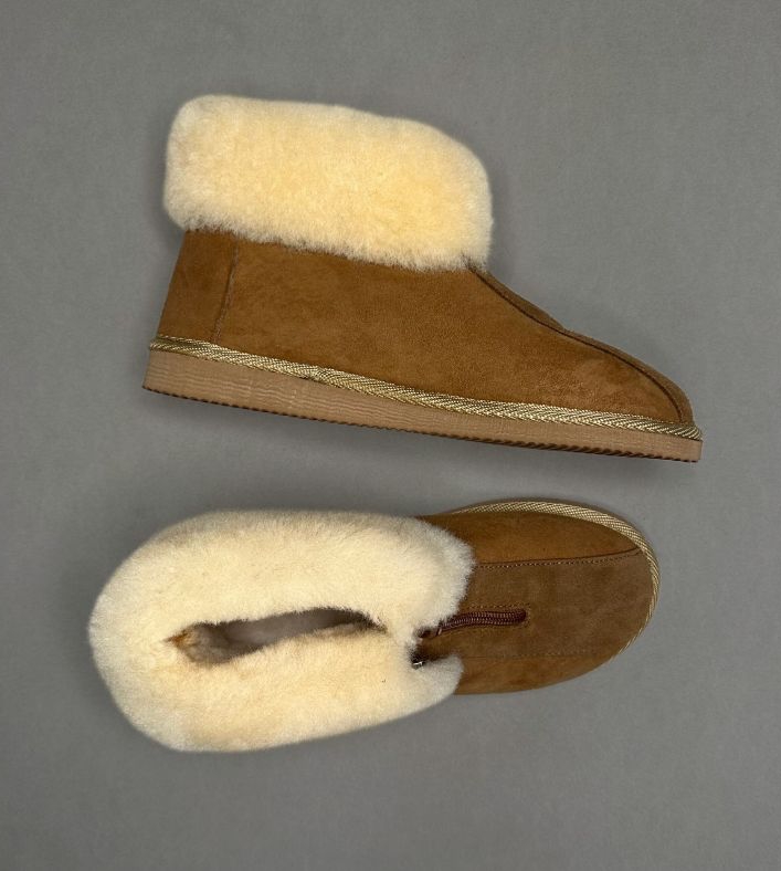 WoolLando Damen Echtpelz leichtes Leder Schafsfell Stiefel
