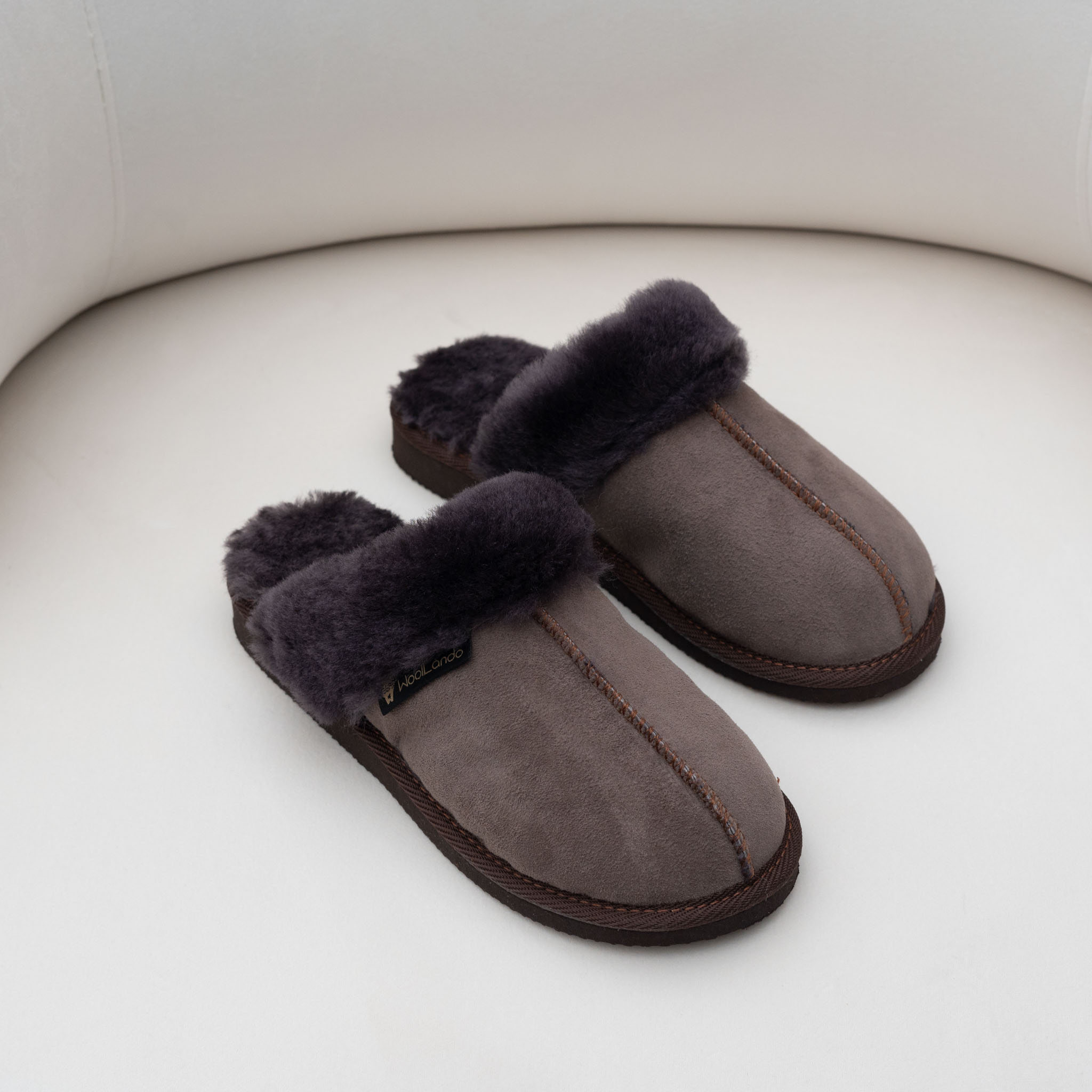 WoolLando Damen Echtpelz dunkel Leder Schafsfell Stiefel