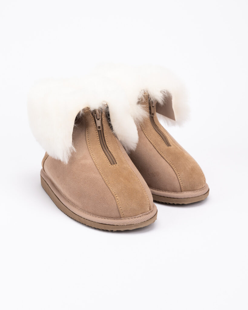 WoolLando Damenstiefel aus echtem Pelz und Wildleder