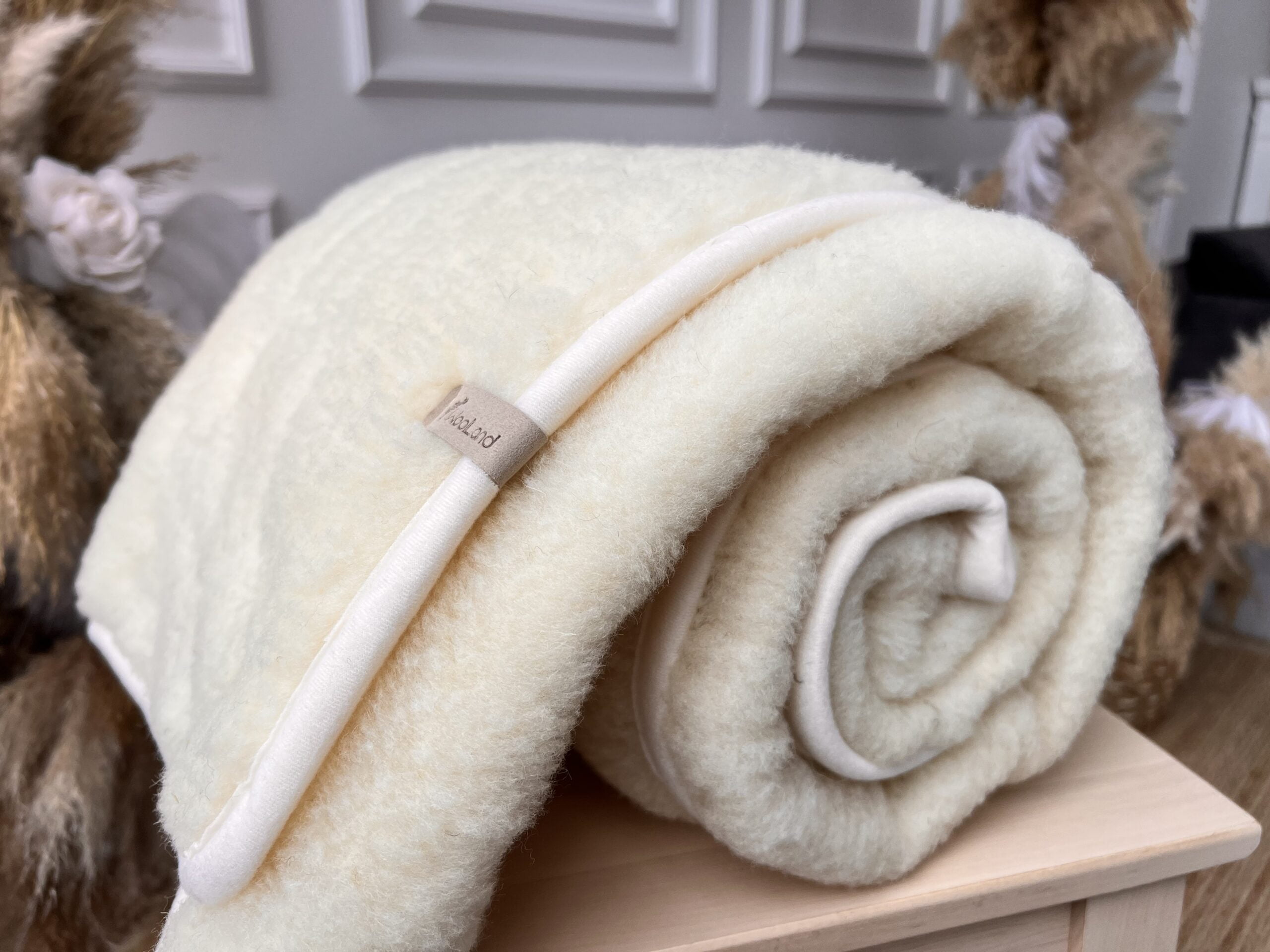 Woolland Natural 100% Merinowolle Leichte Decke - kariert