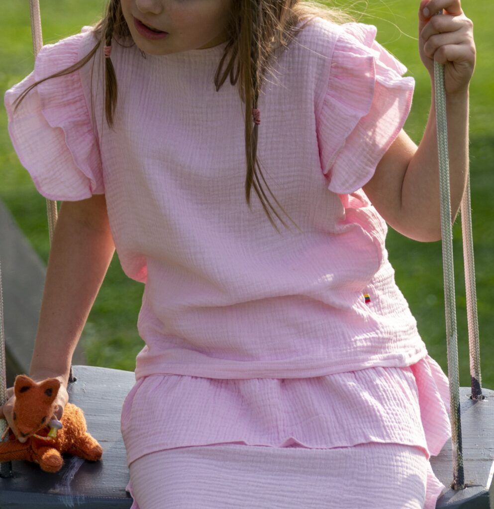 Rosa Musselin-Baumwollbluse LITTLE BEAN