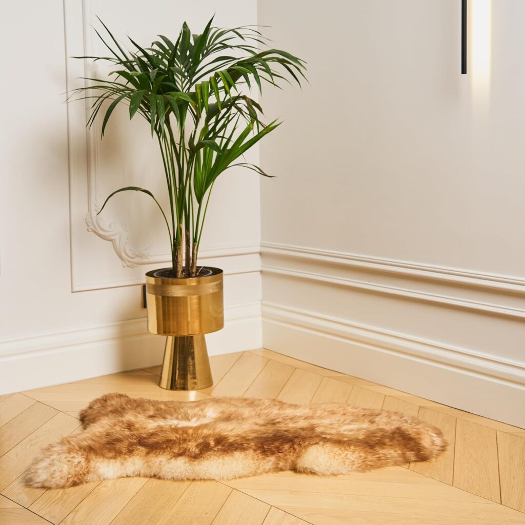 Naturgegerbtes dickes braunes Merino-Schaffell 80×120 cm