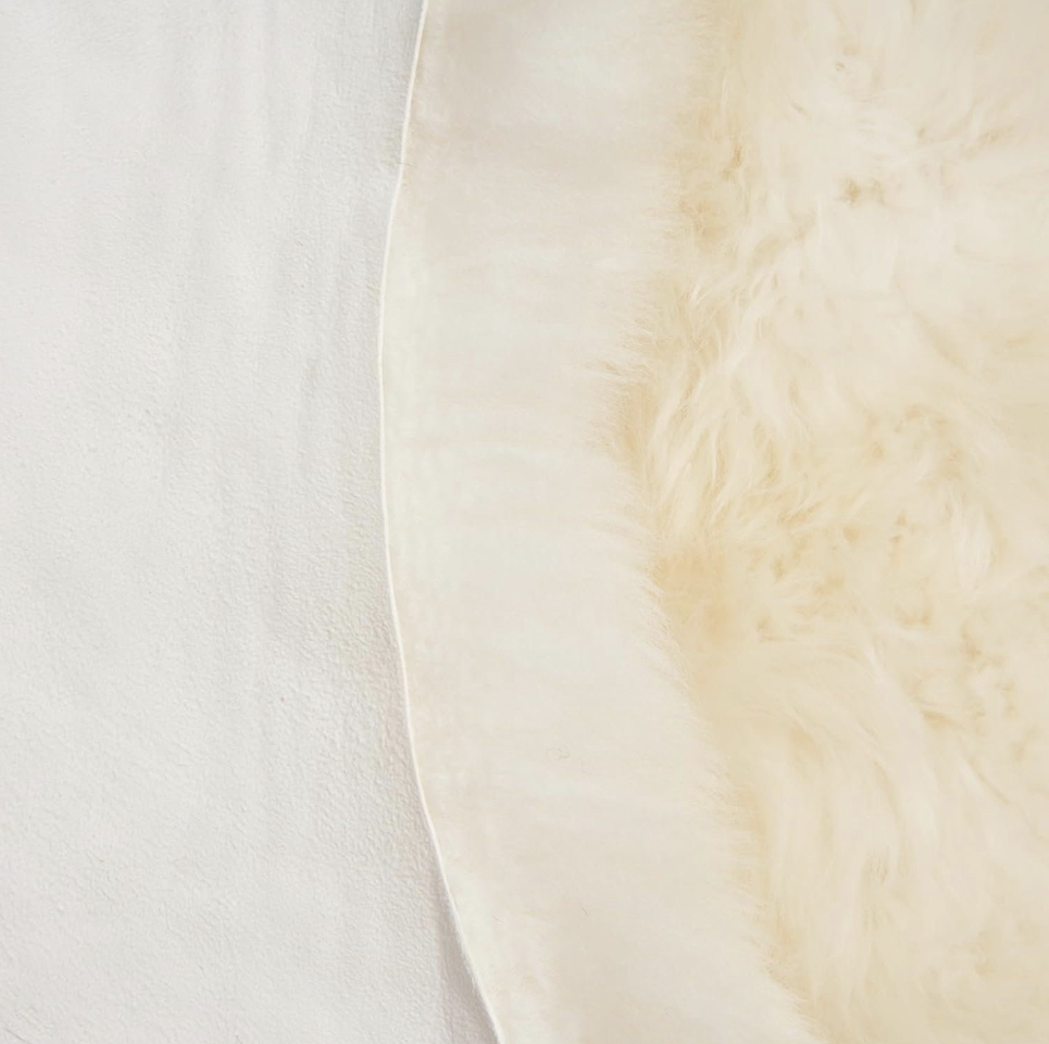 Naturgegerbtes dickes weißes Merino-Schaffell 80×120 cm