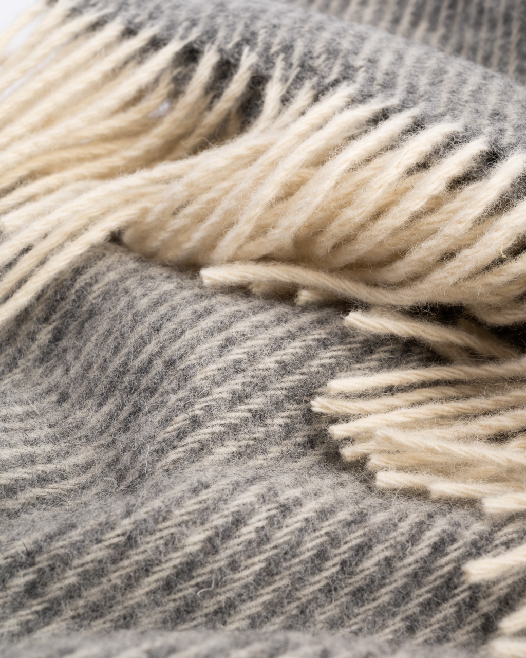 Woolland NEUSEELAND Luxus 100 % Wolldecke GEMUSTERT GRAU