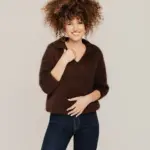 Damen-Polo-Pullover aus Mohairwolle BRAUN