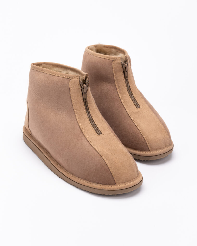 WoolLando Herrenstiefeletten aus braunem Wildleder mit echtem Fell TONAS