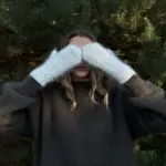 Damen-Fäustlinge aus weißer Angorawolle ALBA