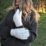 Fingerlose Damenhandschuhe aus Angorawolle PŪKĖ