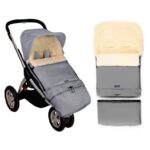 Zaffiro Sleep&Grow Naturwolle grauer Baby-Fußsack mit Verlängerung