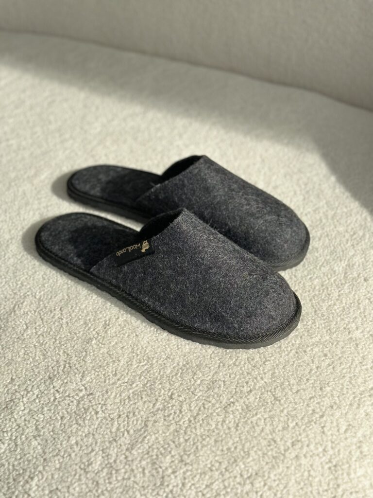 Schwarze Filz-Hausschuhe ANGLIS, WoolLando