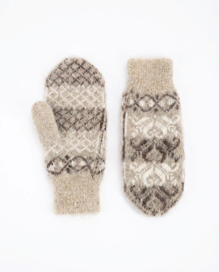 Damen-Merino-Woll-Fäustlinge weiß WINTER, WoolLando