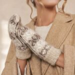 Damen-Merino-Woll-Fäustlinge weiß WINTER, WoolLando