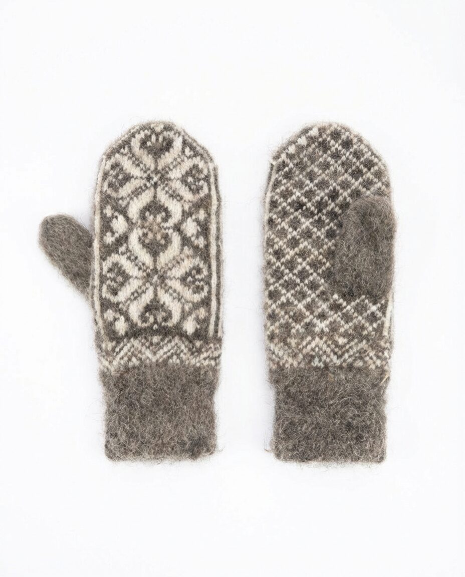 Damen-weiße Merinowoll-Fäustlinge WHITE WINTER, WoolLando
