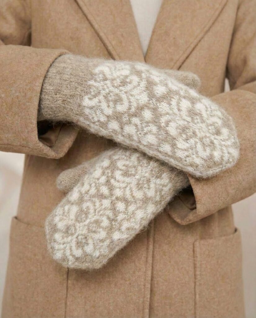 Damen-Merinowoll-Fäustlinge SNOWFLAKE, WoolLando
