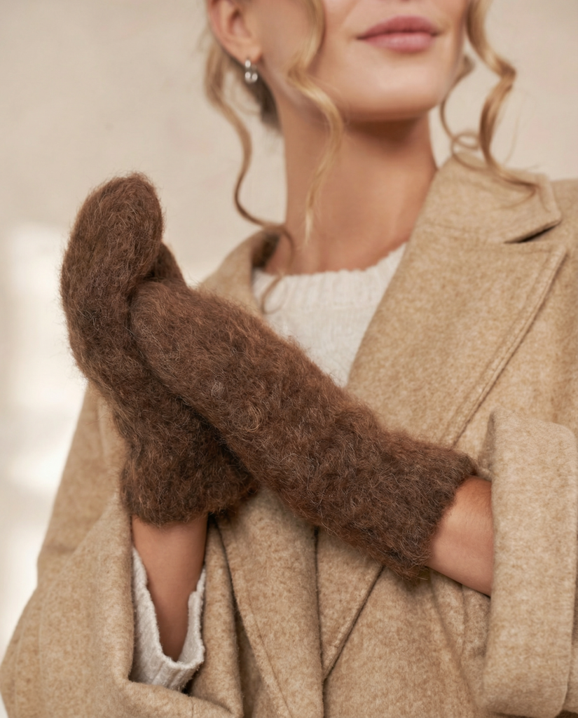 Braune Unisex-Handschuhe aus 100% Hundewolle – WoolLando