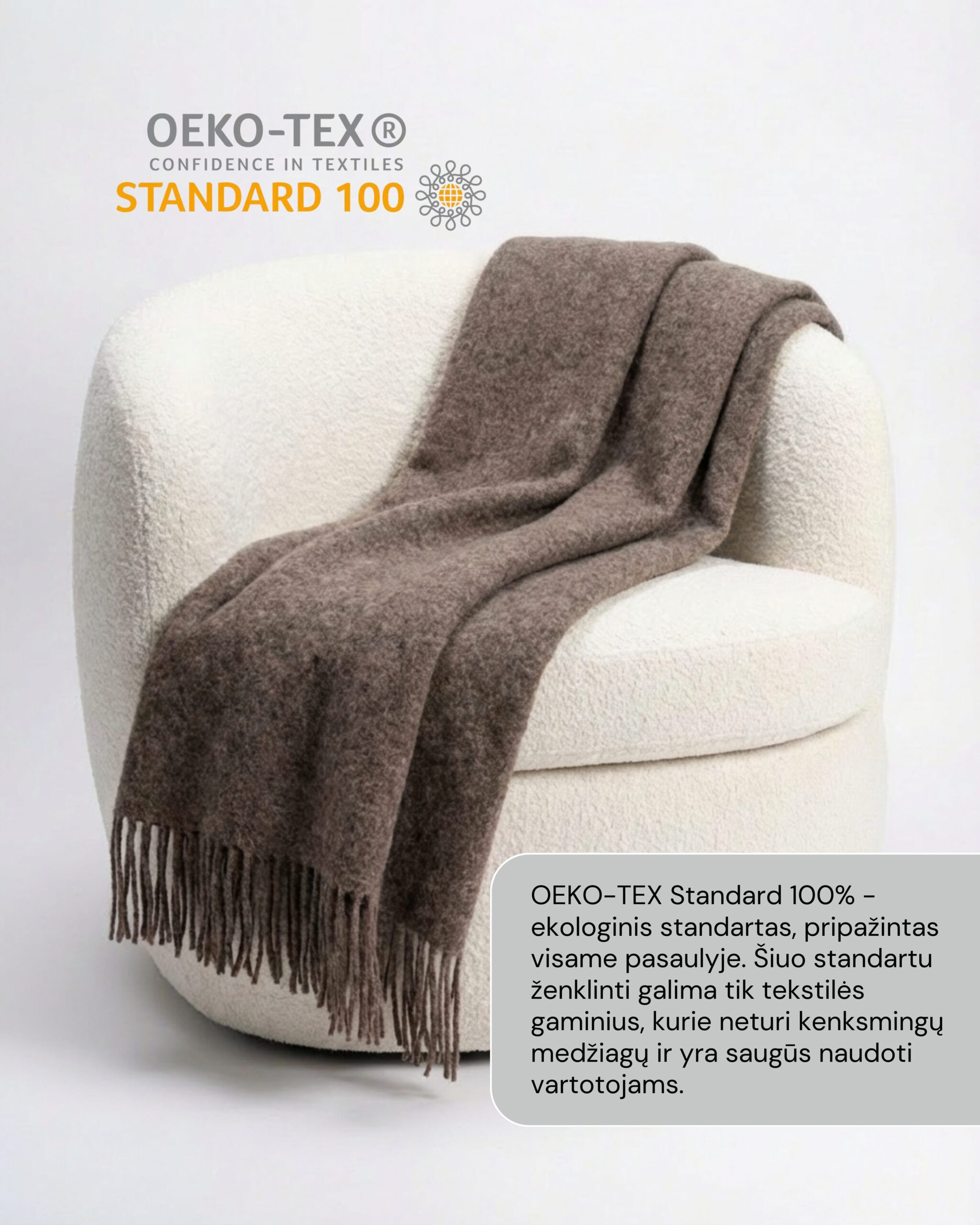 Neuseelandische Schafwolldecke COCOA BROWN, WoolLando