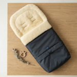 Zaffiro Naturwolle dunkelgrauer Baby-Schlafsack mit Verlängerung