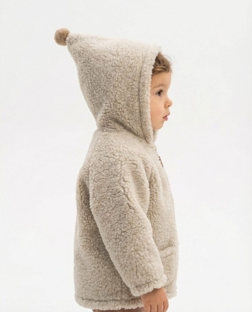 Cremefarbene Kinderjacke aus Lammwolle, Zaffiro