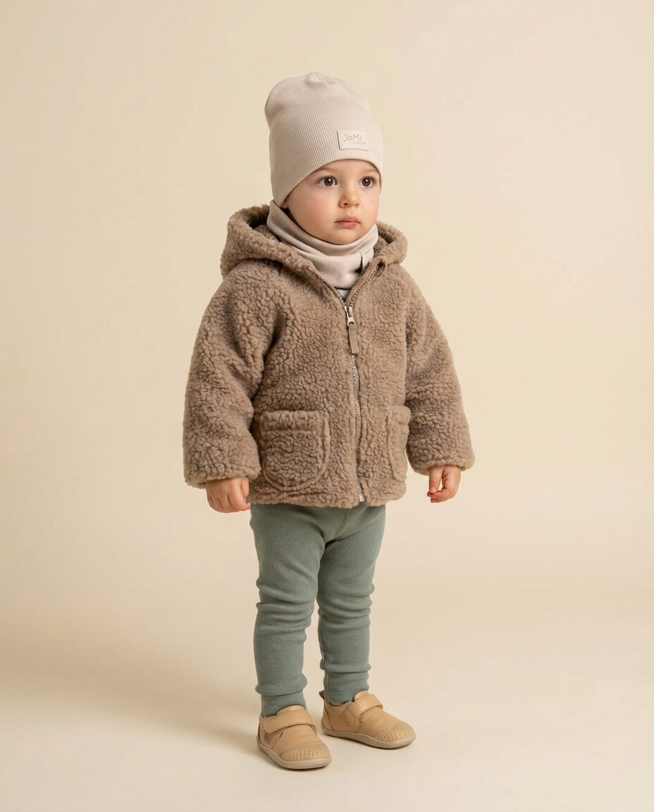 Braune Kinderjacke aus Lammwolle, Zaffiro