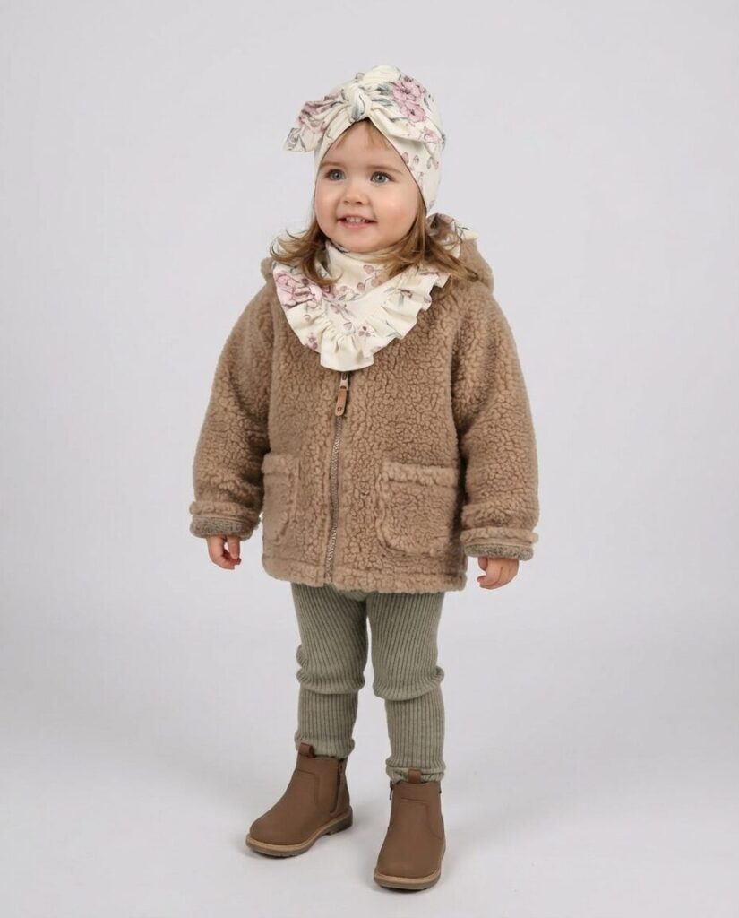 Braune Kinderjacke aus Lammwolle, Zaffiro