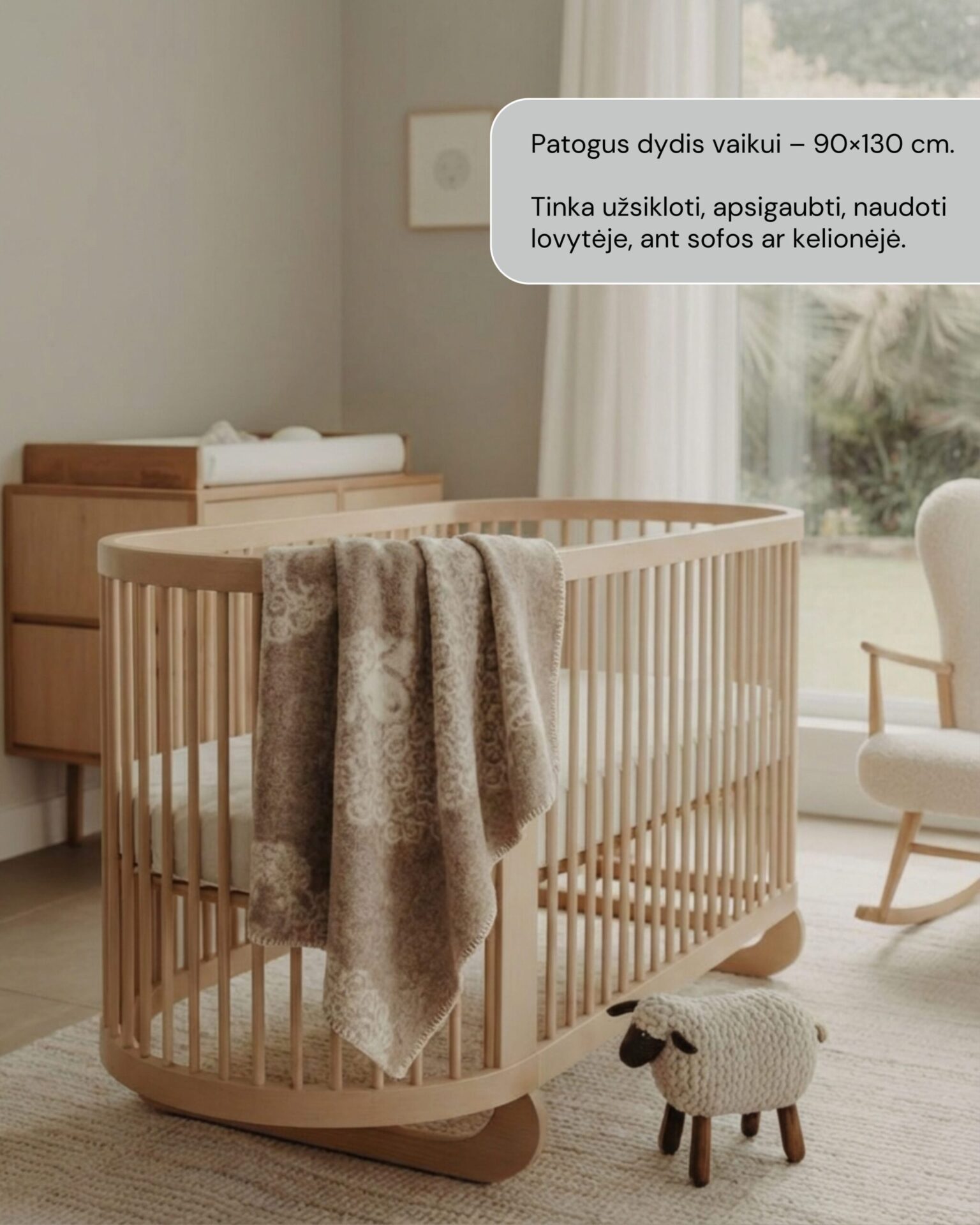 Kinder-cremefarbene Woll-Decke LITTLE SHEEP