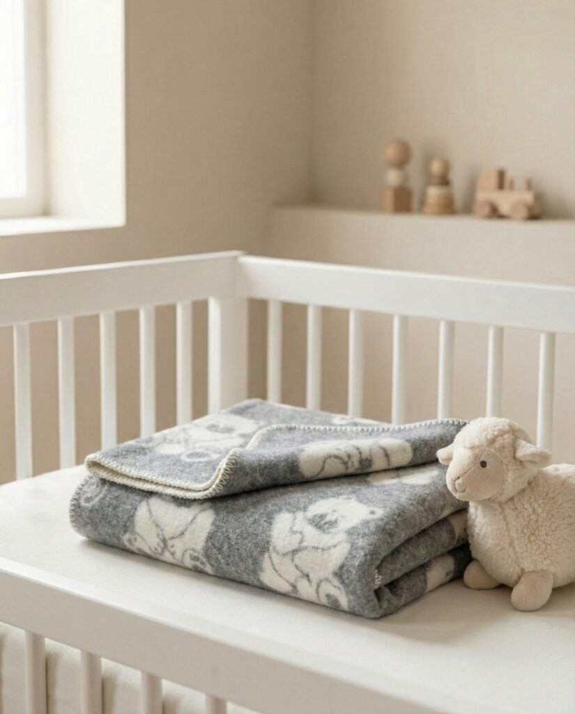 Kinder-graue Woll-Decke TEDDY BEAR