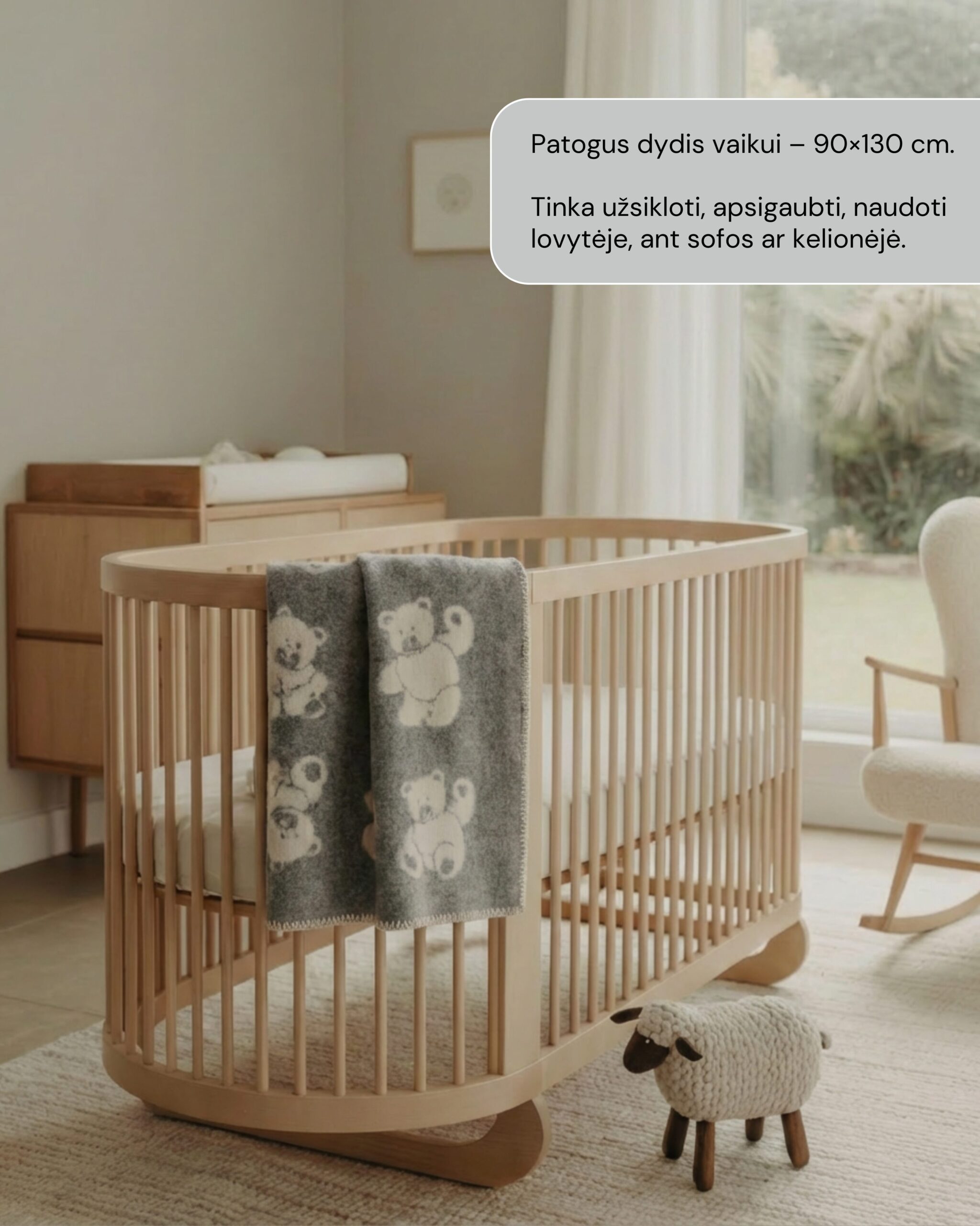 Kinder-graue Woll-Decke TEDDY BEAR