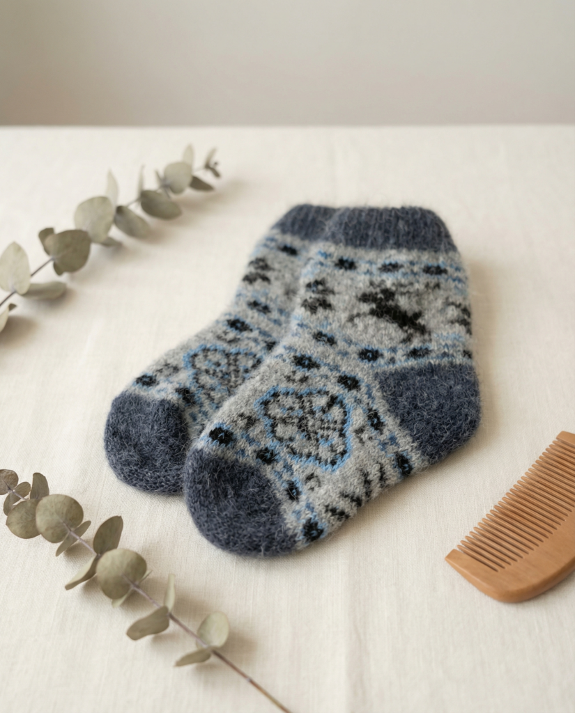 Kinder-Merino-Wollsocken BLUE DEER, WoolLando