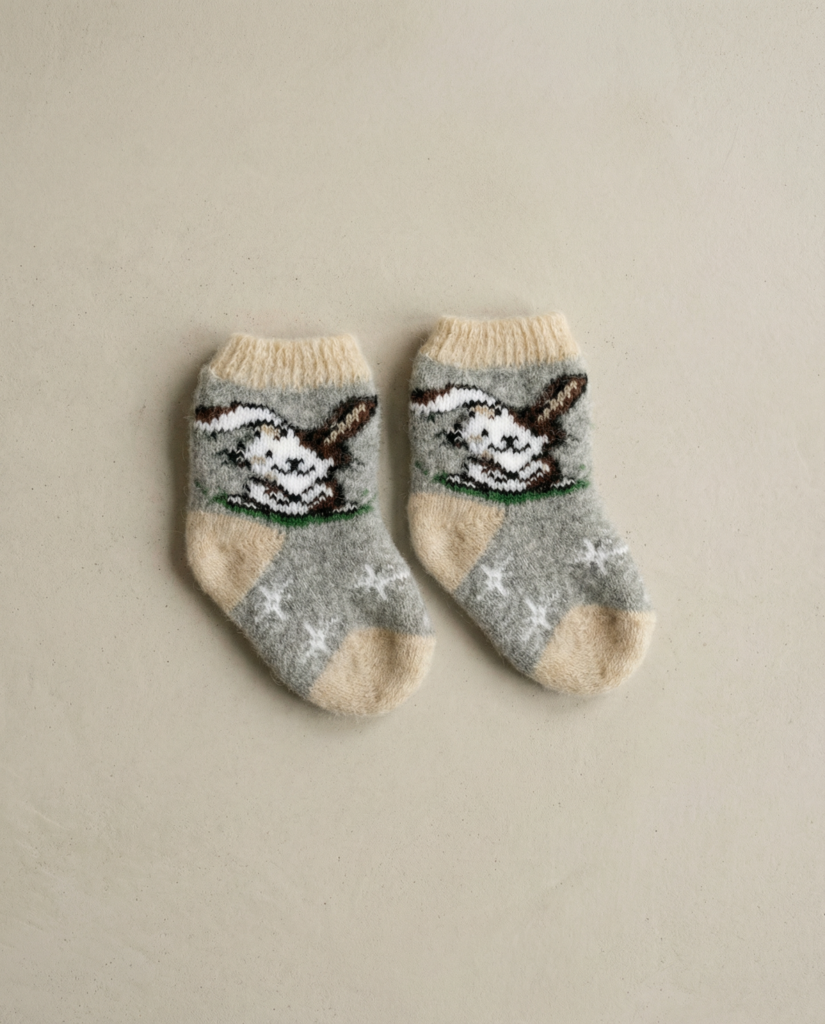 Kindersocken aus Merinowolle BROWN RABBIT, WoolLando