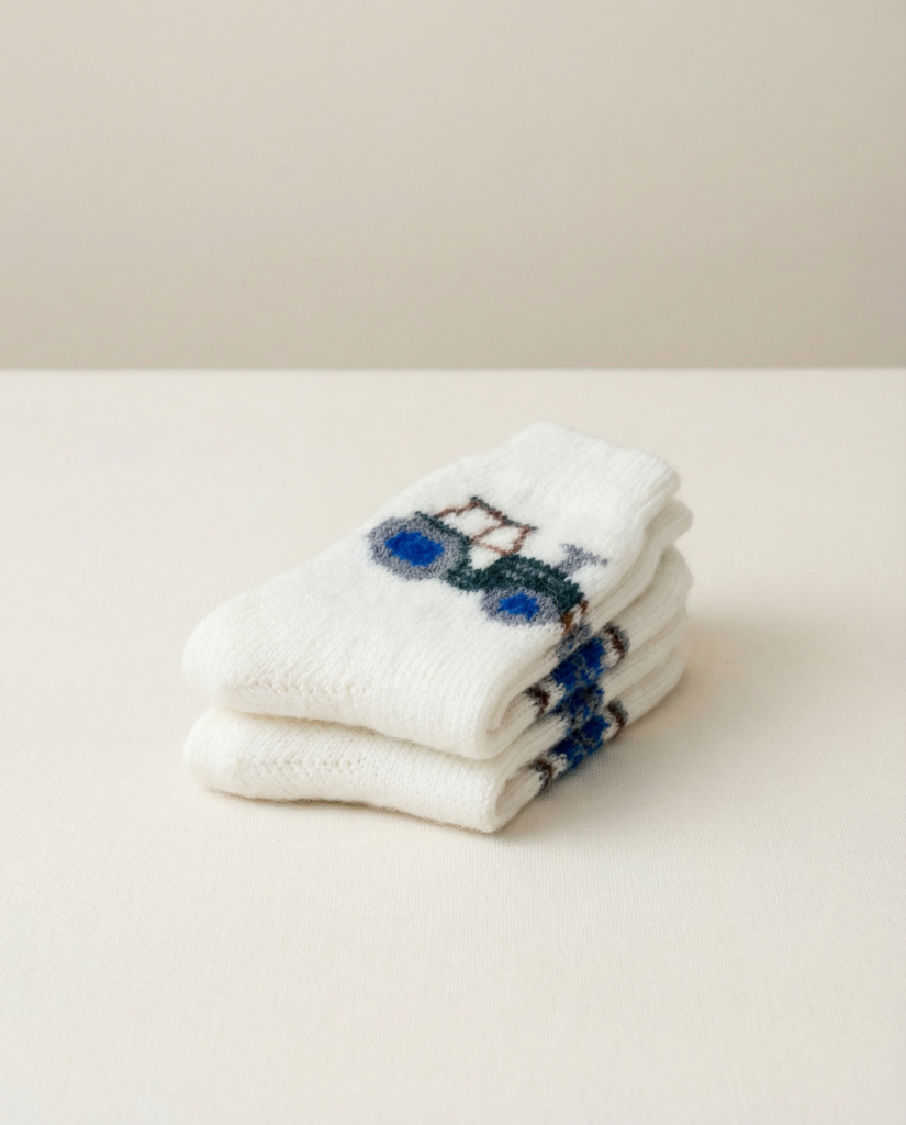 Kindersocken aus Merinowolle TRACTOR, WoolLando