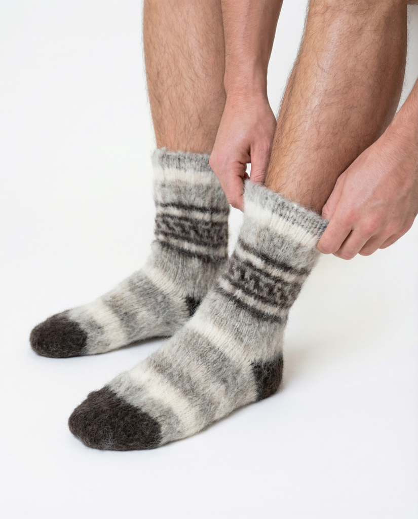 Gefilzte 100% sibirischer Husky-Hundewolle bunte Socken, WoolLando