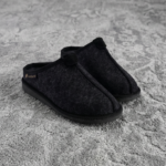 Herren schwarze Filz-Hausschuhe CARBON, WoolLando